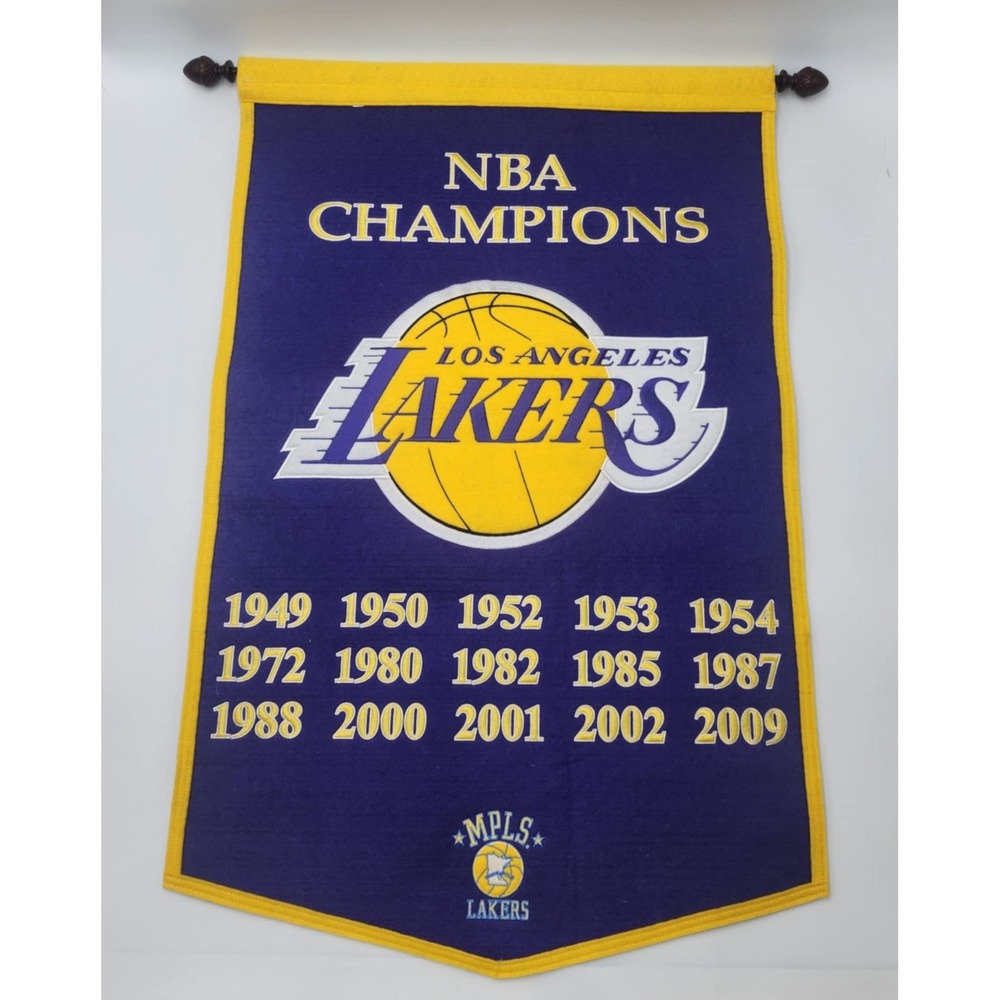 Vintage LA /Minneapolis Lakers Championship Banner Vtg Super Rare 36 X 24 Inch L